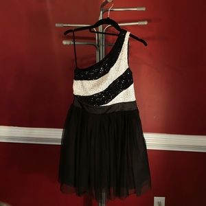Black and white sequin dress